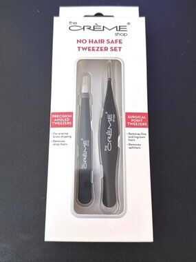 New The Crème Shop No Hair Safe Tweezer Set - Precision Angled & Surgical Point